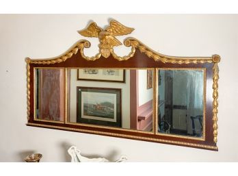 GILT CARVED (3) PANEL MIRROR w EAGLE ADORNMENT