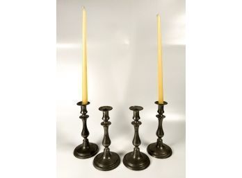 SET OF (4) GEORGE III PEWTER CANDLESTICKS