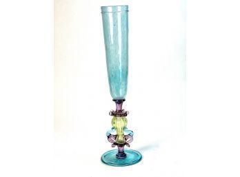 CHUCK VANNATTA ART GLASS CHAMPAGNE FLUTE