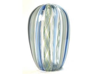 HAND BLOWN ARTISAN ART GLASS VASE SIGNED