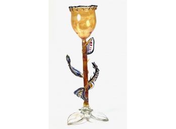 ELIZABETH R. MEARS ART GLASS WINE GOBLET