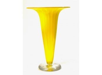 FRITZ LAUENSTEIN HAND BLOWN ART GLASS TRUMPET-FORM VASE