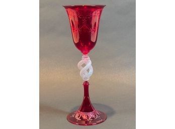 VENETIAN GLASS GOBLET with HELIX TWIST STEM