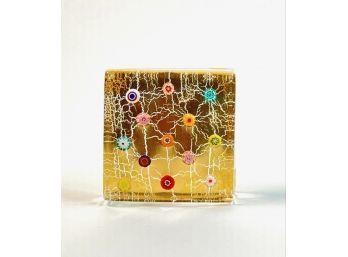 MURANO GLASS GILT CANE PAPERWEIGHT