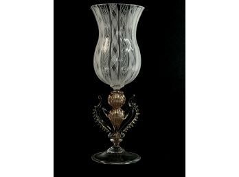 VENETIAN RIBBON & LATTICINO RIBBED GLASS GOBLET