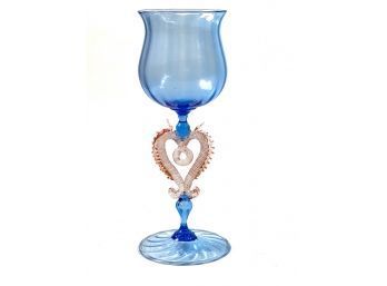 VENETIAN GLASS GOBLET with TEXTURED HEART STEM