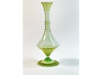 VENETIAN THREADED GLASS FOOTED VASE