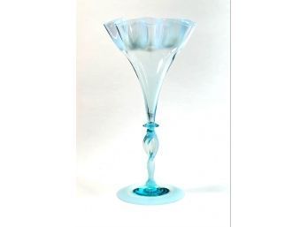 MILKY BLUE VENETIAN GLASS HANCKERCHIEF VASE