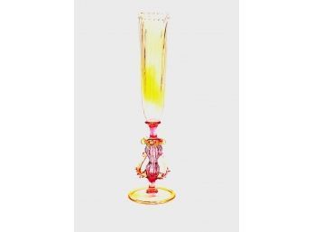 CHUCK VANNATTA STUDIO GLASS CHAMPAGNE FLUTE