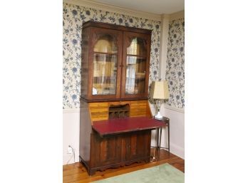 (19th c) MAHOGANY FALL FRONT DESK & BOOKCASE