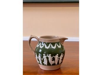 GLAZED WEDGWOOD CREAMER w CLASSICAL FIGURES