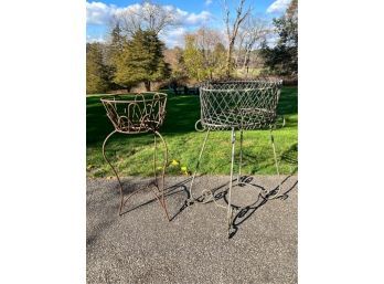 (2) WROUGHT IRON PLANTERS