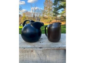 (2) ART POTTERY PITCHERS: HALL & ANOTHER