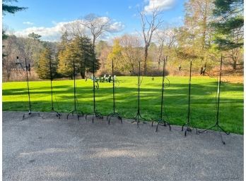 GROUP (9) WROUGHT IRON BRIDGE LAMPS