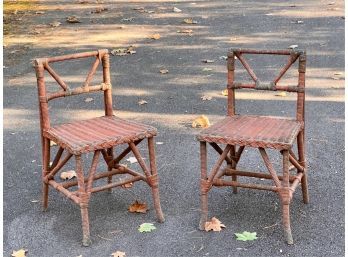 PAIR VICTORIAN WICKER SIDE CHAIRS