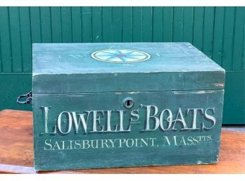 'LOWELL BOATS SALISBURY POINT MASS' PAINTED TRUNK