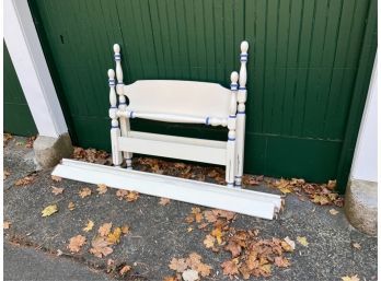 CHILD'S TWIN BED IN BLUE AND WHITE