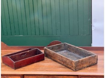 (2) PRIMITIVE CARRYING TRAYS