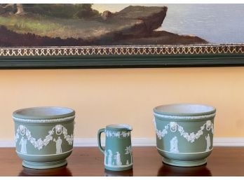 (3) PIECE (19th C) SET MATCHING GREEN WEDGWOOD