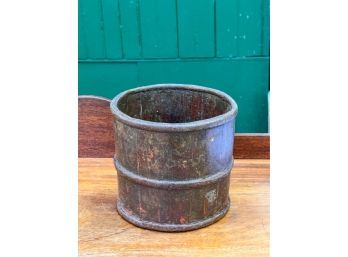 PAINTED IRON BOUND WOODEN PAIL