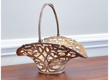 ART NOUVEAU RETICULATED STERLING SILVER BASKET