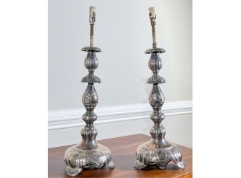 PAIR FINE QUALITY STERLING SILVER CANDLESTICKS