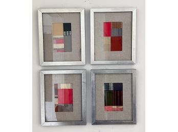 (4) FRAMED ANTIQUE PATCHWORK QUILT SQUARES