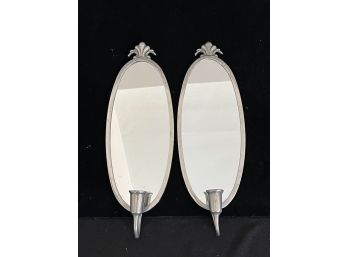 (3) PIECE PEWTER MIRROR SET with SHELL CRESTS