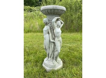 'THREE GRACES' CAST CEMENT PEDESTAL