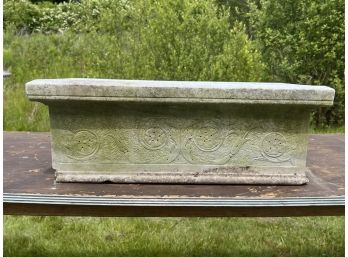 CARVED MARBLE PLANTER with MORNING GLORY MOTIF