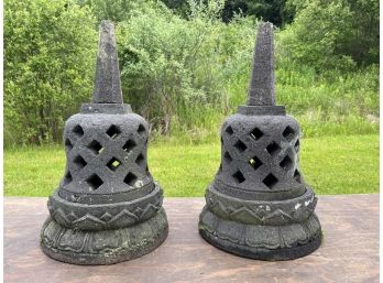 PAIR of VOLCANIC STONE LANTERNS