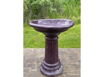 EARTHENWARE BIRD BATH in MULBERRY GLAZE