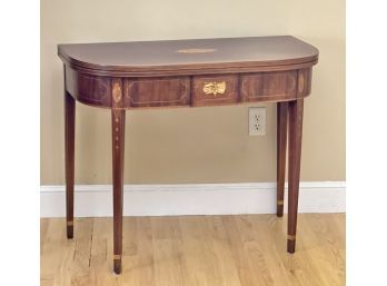 INLAID MAHOGANY GAME TABLE