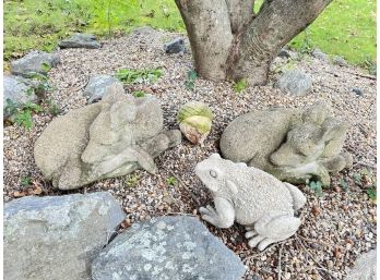 (4) FIGURAL CAST CEMENT LAWN ORNAMENTS