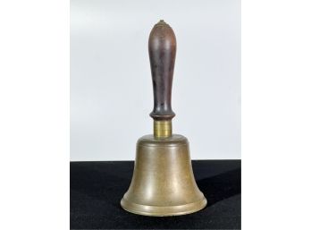 (19th C) BRASS HANDBELL w TURNED HANDLE