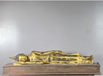 GILT CARVED MALAYSIAN SLEEPING BUDDHA