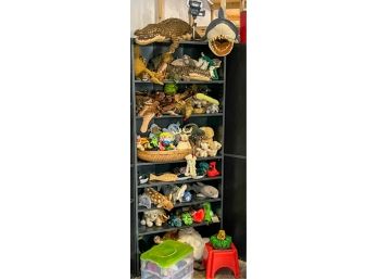 IKEA BOOKCASE w GENEROUS GROUP OF STUFFED ANIMALS