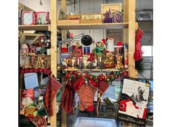 MULTIPLE SHELVES CHRISTMAS RELATED ITEMS