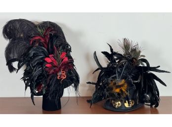 (2) HANDCRAFTED MARDI GRAS/HALLOWEEN TOP HATS