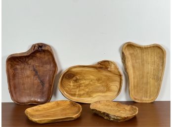 GROUP (5) NICE QUALITY WOODEN SERVING PIECES