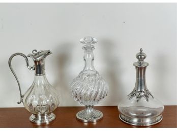 (3) NICE QUALITY CONTEMPORARY DECANTERS