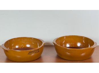 PAIR CERAMIC D'ARTAGNAN HANDLED MIXING BOWLS