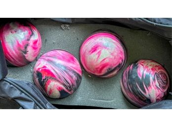 SET (4) MARBLEIZED CANDLEPIN BOWLING BALLS