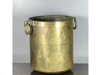 HAMMERED BRASS BARREL w LOOPED HANDLES