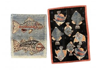 (2) WOOLEN 'FISH' MATS