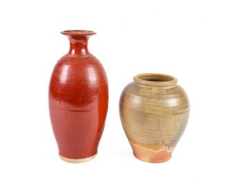 (2) STONEWARE VASES FROM WALES and IRELAND