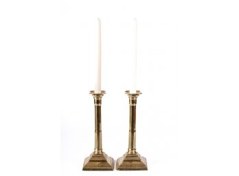 PAIR OF (18th / 19th c) BRASS CANDLESTICKS