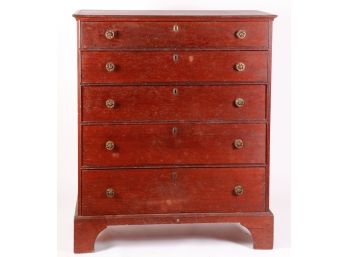 AMERICAN FEDERAL PINE CHEST with RED WASH