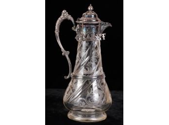 FRENCH CUT GLASS EWER With CLARET TAG