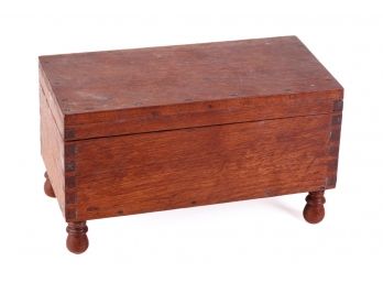 (19th c) MINIATURE DOVETAILED MAHOGANY CHEST